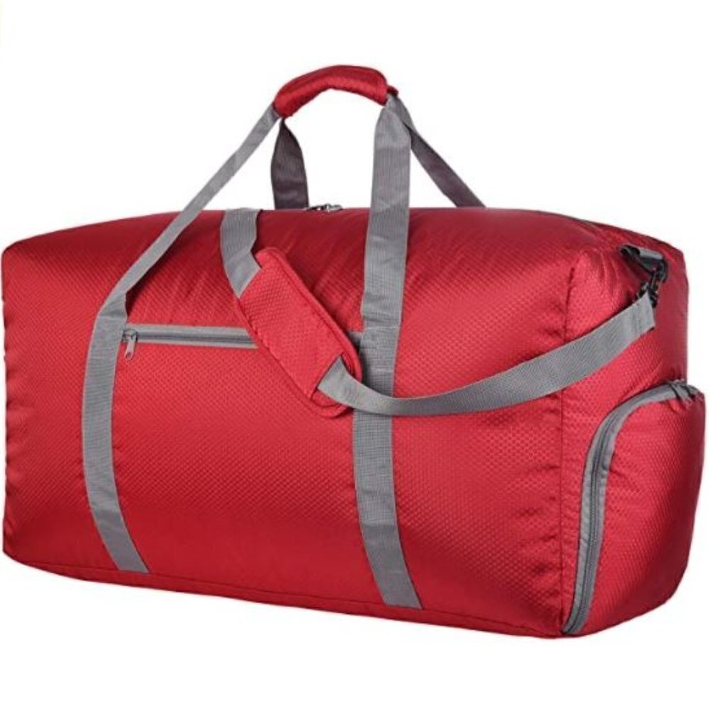 New 65L Travel Duffel Bag Foldable/Lightweight,RED - Picture 2 of 15
